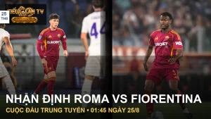Cầu thủ Roma và Fiorentina trong trận đấu tại Olimpico